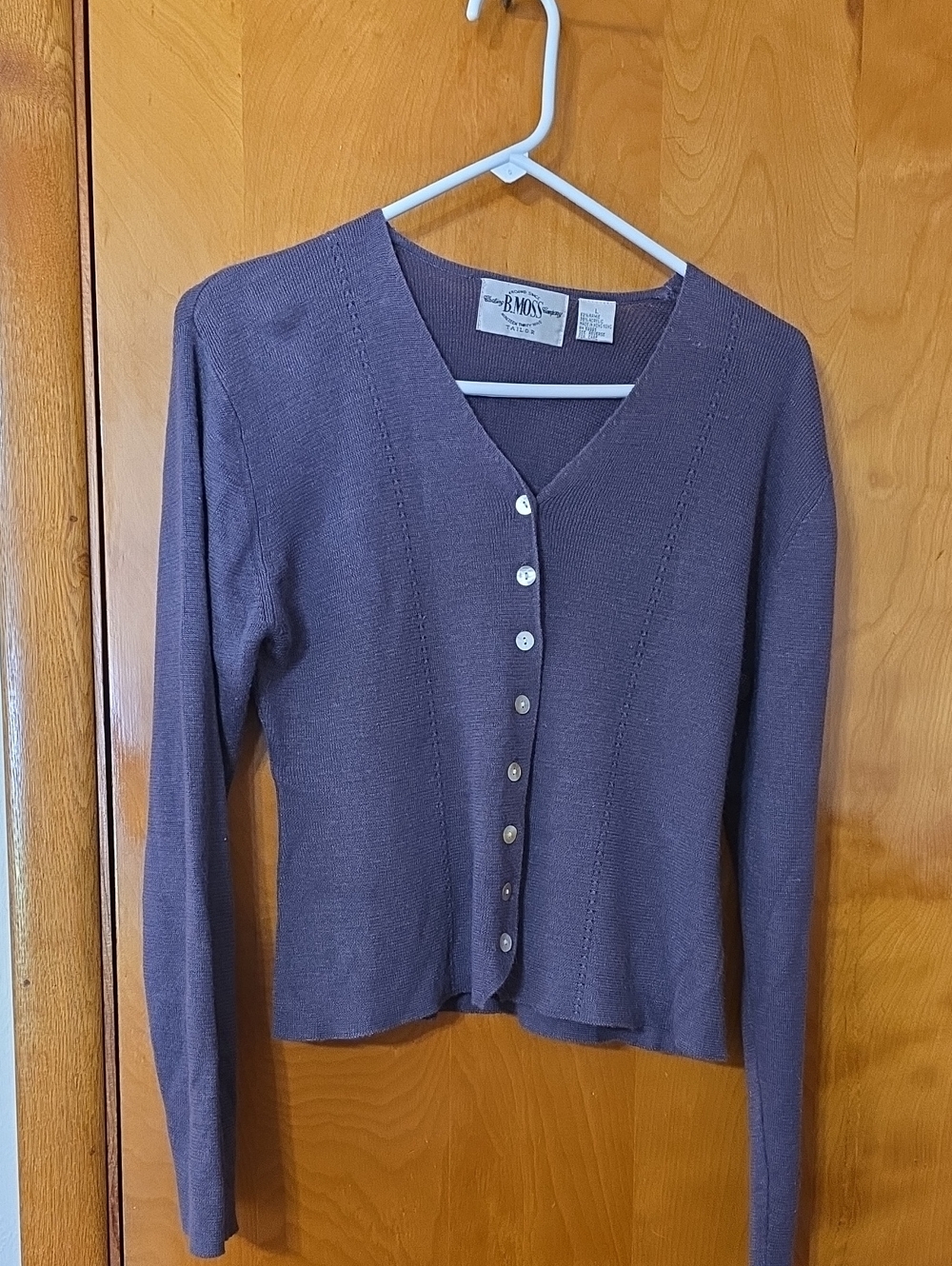 Tailor B. Moss Lavender V-Neck Button-Front Cardigan